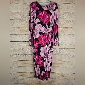 INC International Concepts NWT Floral Print Faux Wrap Midi Dress Size Medium